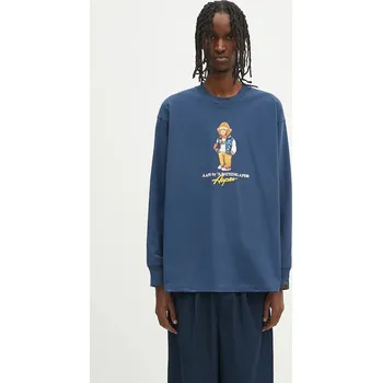 Pánské tričko Bavlněné tričko s dlouhým rukávem AAPE Theme Aaper Long, XL, námořnická modř, 59X
