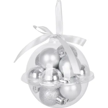 Vánoční dekorace Koule MagicHome Vánoce, 12 ks, 3 cm, stříbrné, na vánoční stromek