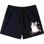 DÍVČÍ KRAŤASY S OBRÁZKEM KOČKY Barva: Černá, Velikost: 158