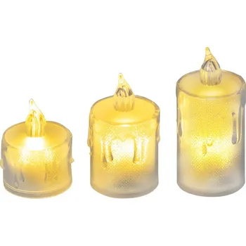 Vánoční dekorace Svíčka MagicHome Vánoce, sada 3 ks, LED teplá bílá, jednoduché svícení, 3,7x5/6,5/8 cm