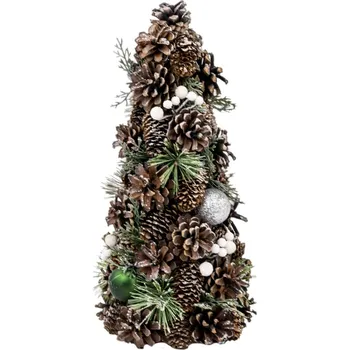 Stromeček MagicHome Vánoce, přírodní, se zelenými koulemi, 47 cm