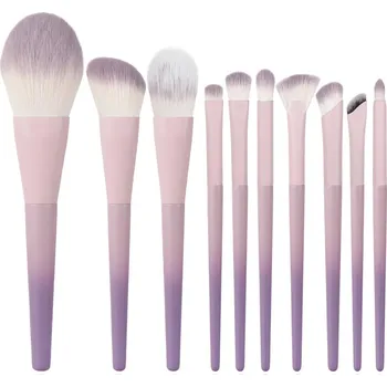 Kosmetický štětec 10dílná růžovo-fialová sada štětců na make up | sada štětců, kosmetické štětce