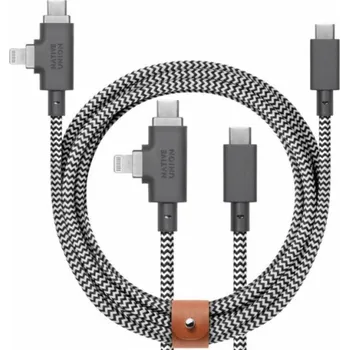 Datový kabel Native Union Kabel USB-C - USB-C + Lightning 2,4 m, černý a bílý (BELT-PROCCL-ZEB-NP)