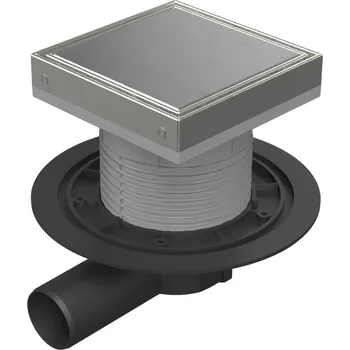 Podlahová vpusť boční D50, nerez rámeček, mřížka STEEL 150