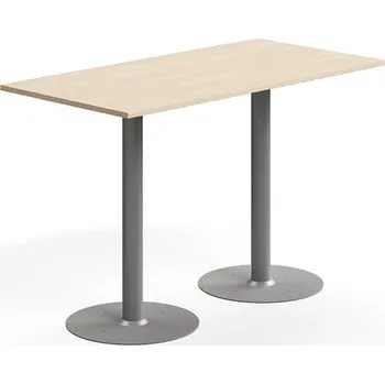 Jídelní stůl Barový stůl ALVA, 1400x700x900 mm, upevnitelný, vysokotlaký laminát, stříbrná/bříza