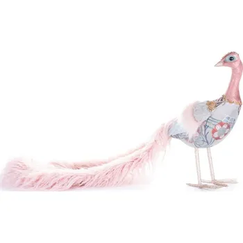 Vánoční dekorace Dekorace MagicHome Vánoce, Páv, růžový, péřový, 60x28x35 cm