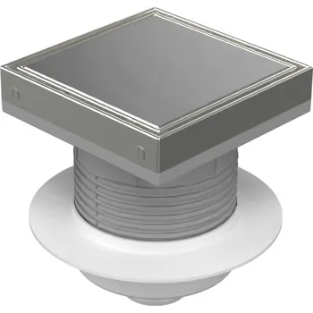 Podlahová vpusť spodní D50, NEPTUN, límec, nerez rámeček, mřížka STEEL 150