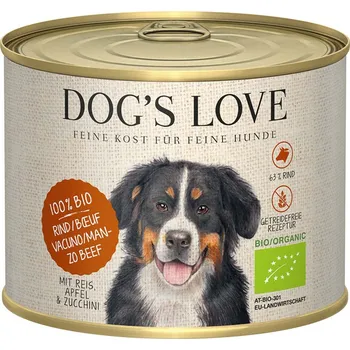 Krmivo pro psa Dog's Love Bio hovězí maso s rýží, jablkem a cuketou 12x200g