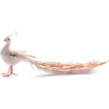 Vánoční dekorace Dekorace MagicHome Vánoce, Páv, zlatý, péřový, 34x12x15 cm