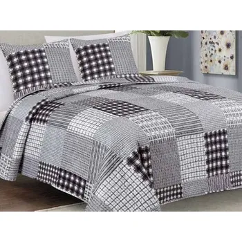 Přehoz na lůžko Přehoz na postel 220x240+2/40x40 - Káro černé