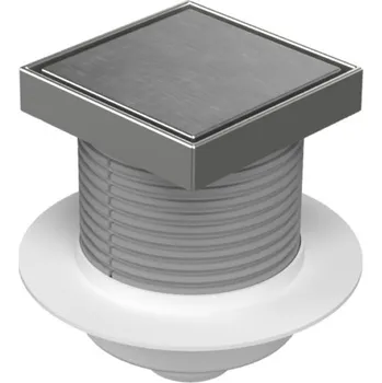 Podlahová vpusť spodní D50, límec, nerez rámeček, mřížka STEEL 125