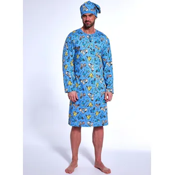 Pánské pyžamo Cornette noční košile pánská 110/32 - modrá, XL (Pánská noční košile s dlouhým rukávem Cornette 110)