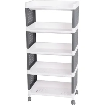 regál Regál MagicHome Rolly, plastový, 5 polic, 49x29x97 cm, na kolečkách