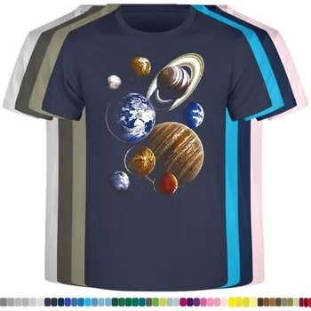 Pánské tričko panske-levne-bavlnene-tricko-digi-potisk-planety Barva: Navy - tmavě modrá, velikost: XXL