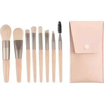 Kosmetický štětec 8dílná sada štětců na líčení pro dokonalý make-up | sada štětců, kosmetické pomůcky - Meruňková s PU sáčkem