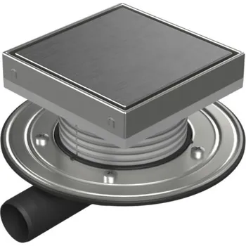 Odvodňovací žlab Podlahová vpusť boční D40, nerez příruba, rámeček, mřížka STEEL 150