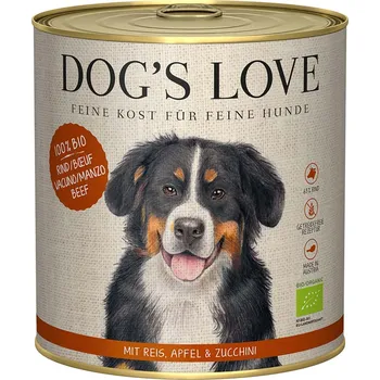 Krmivo pro psa Dog's Love Bio hovězí maso s rýží, jablkem a cuketou 12x800g