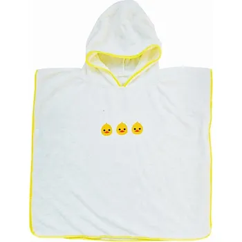 Roztomilé dětské pončo s kapucí z korálového fleecu | dětská osuška, koupací plášť - bílá kachna