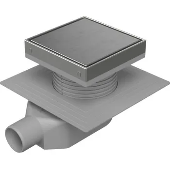 Snížený sifon boční D50, límec, nerez rámeček, mřížka STEEL 150