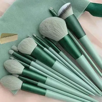 Kosmetický štětec Profesionální sada štětců na make up pro každodenní líčení | <strong>sada štětců</strong>, <strong>kosmetické štětce</strong> - Zelený