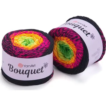 Galanterie Yarn Art Bouquet 723 černá růžová žlutá zelená