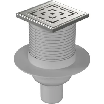 Podlahová vpusť spodní D50, límec, nerez rámeček, mřížka LABYRINTH 100