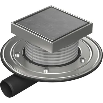 Odvodňovací žlab Podlahová vpusť boční D40, nerez příruba, rámeček, mřížka STEEL 125