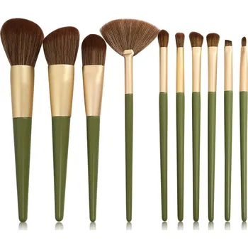 Kosmetický štětec Sada štětců pro perfektní líčení tváře a očí | sada štětců, kosmetické štětce - 10 ks zelených