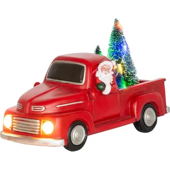 Dekorace MagicHome Vánoce, Vánoční auto se santem, LED, 3xAA, interiér