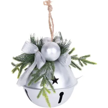 Vánoční dekorace Rolnička MagicHome Vánoce, 08x08x10 cm, stříbrná