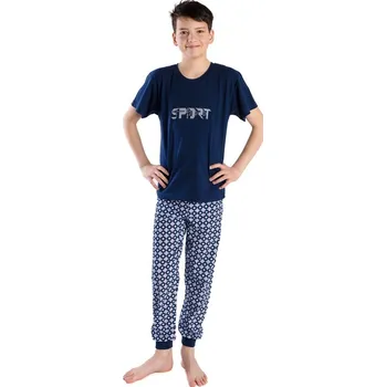Chlapecké pyžamo Bettymode Chlapecké pyžamo SPORT DARK BLUE tričko krátký rukáv, 146