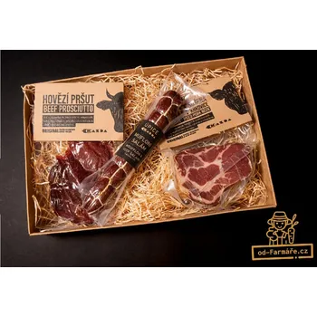 Dárkový potravinový koš od-Farmáře.cz - Pršutový balíček s mufloním salámem