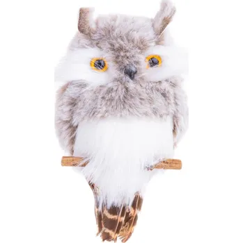 Bytová dekorace Sova MagicHome Vánoce, šedá, závěsná, 18x8x4,5 cm