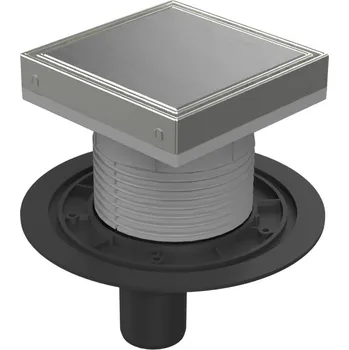 Podlahová vpusť spodní D50, nerez rámeček, mřížka STEEL 150