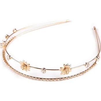 Čelenka Štrasová dvojitá čelenka do vlasů růžové zlato