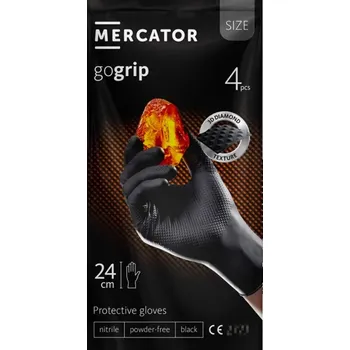 Vyšetřovací rukavice Nitrilové rukavice MERCATOR GoGrip ČERNÉ 4ks L