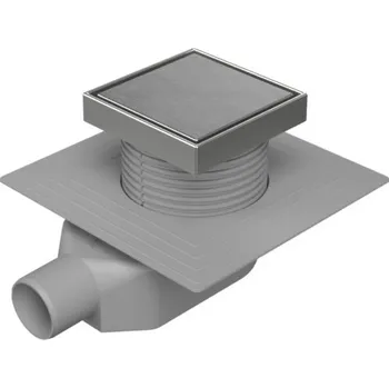 Snížený sifon boční D50, límec, nerez rámeček, mřížka STEEL 125