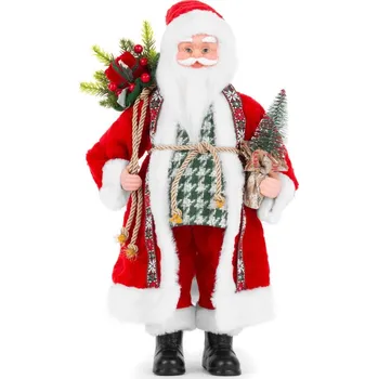 Vánoční dekorace Dekorace MagicHome Vánoce, Santa s taškou s dárky a stromkem, keramika, 46 cm