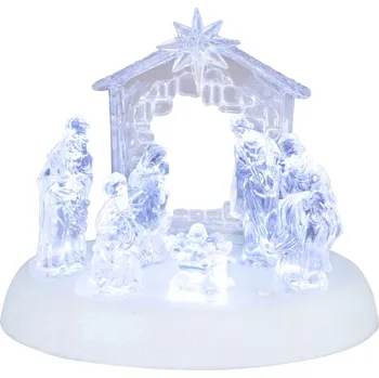 Dekorace MagicHome Vánoce, betlém, 7x LED, 3xAAA, akryl, 19,5x14x17,5 cm