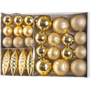 Vánoční ozdoba Koule MagicHome Vánoce, sada, 31 ks, zlaté, na vánoční stromek