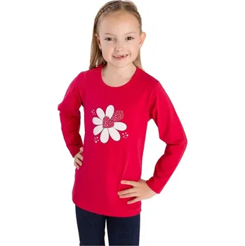 Dívčí tričko Bettymode Dětské tričko KYTKA AMARANT dlouhý rukáv, 104