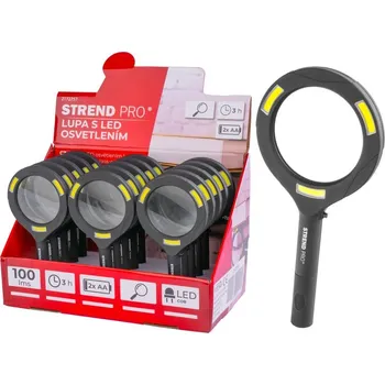 Svítilna Svítilna Strend Pro, s lupou, 100 lm, 113x242x22 mm, 2xAA, sellbox 15 ks, lupa