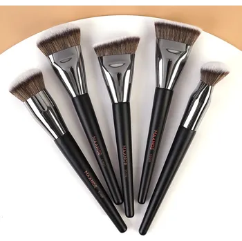 Kosmetický štětec 5dílná sada štětců na líčení s hustými syntetickými štětinami | štětce na makeup, sada štětců - Černá barva