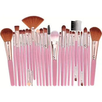Kosmetický štětec Sada štětců na make-up v duhových barvách | sada štětců, kosmetické štětce - 25 ks růžové
