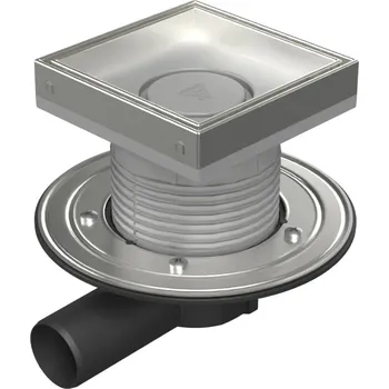 Podlahová vpusť boční D50, nerez příruba, rámeček, mřížka CERAMICS 150