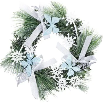Věnec Věnec MagicHome Vánoce, přírodní, s mašlemi a motýly, 35 cm
