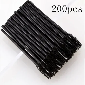 Péče o řasy a obočí 50-1000 kusů Jednorázové kartáčky na řasy a obočí pro aplikaci | kartáček, štěteček - 200 ks černých