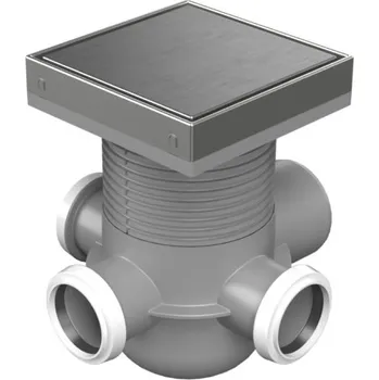 Podlahová vpusť boční D50/75 MULTI, nerez rámeček, mřížka STEEL 150