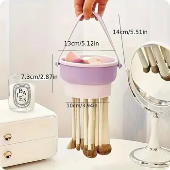 Kosmetický štětec Silikonová miska na čištění štětců s přísavkou | čistič štětců, silikonová miska - FIALOVÁ