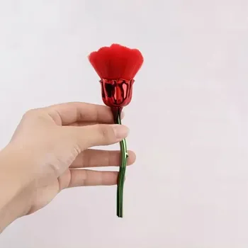Kosmetický štětec Štětec ve tvaru růže na pudr a make-up | kosmetický štětec, štětec na pudr - červený